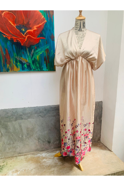 Long Silk Dress - Champagne (E98)